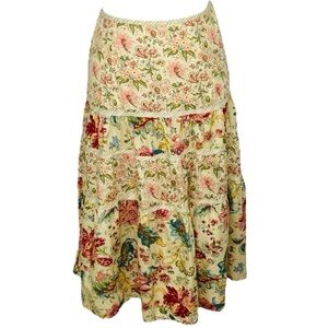 Jones Wear Y2K 100% Cotton Floral Women's Boho Bandolino Peasant Skirt Size 12